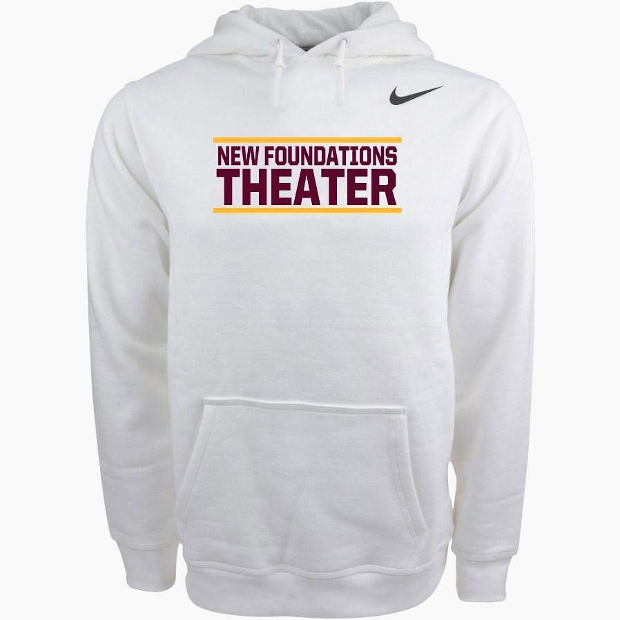 Light grey sweatshirt with the words New Foundations Theater printed on it