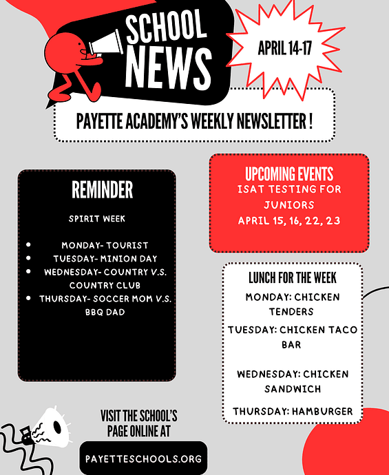 Payette High School Newsletter, April 14th through 17th