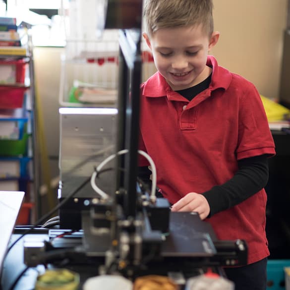 Student playing symbols