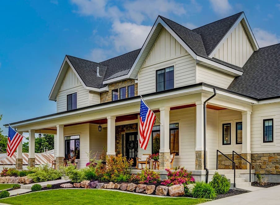 Custom exterior with board and batten and framed windows