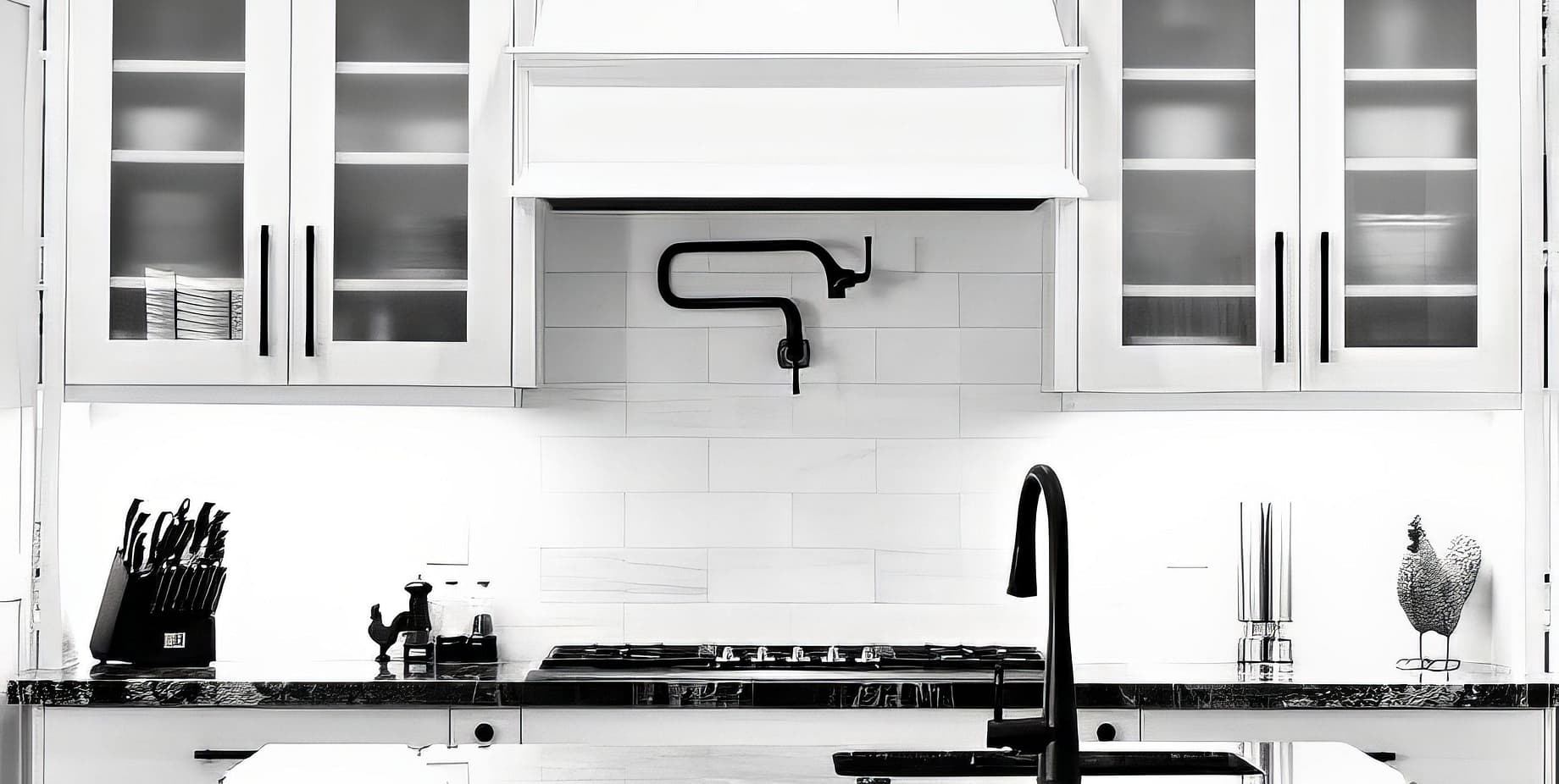 Custom kitchen with hood and pot filler