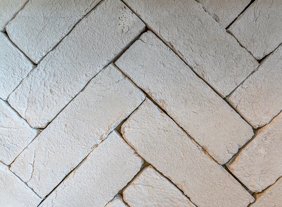 Chevron white brick work of Salt Lake City custom home featured in the Salt Lake City Parade of Homes.