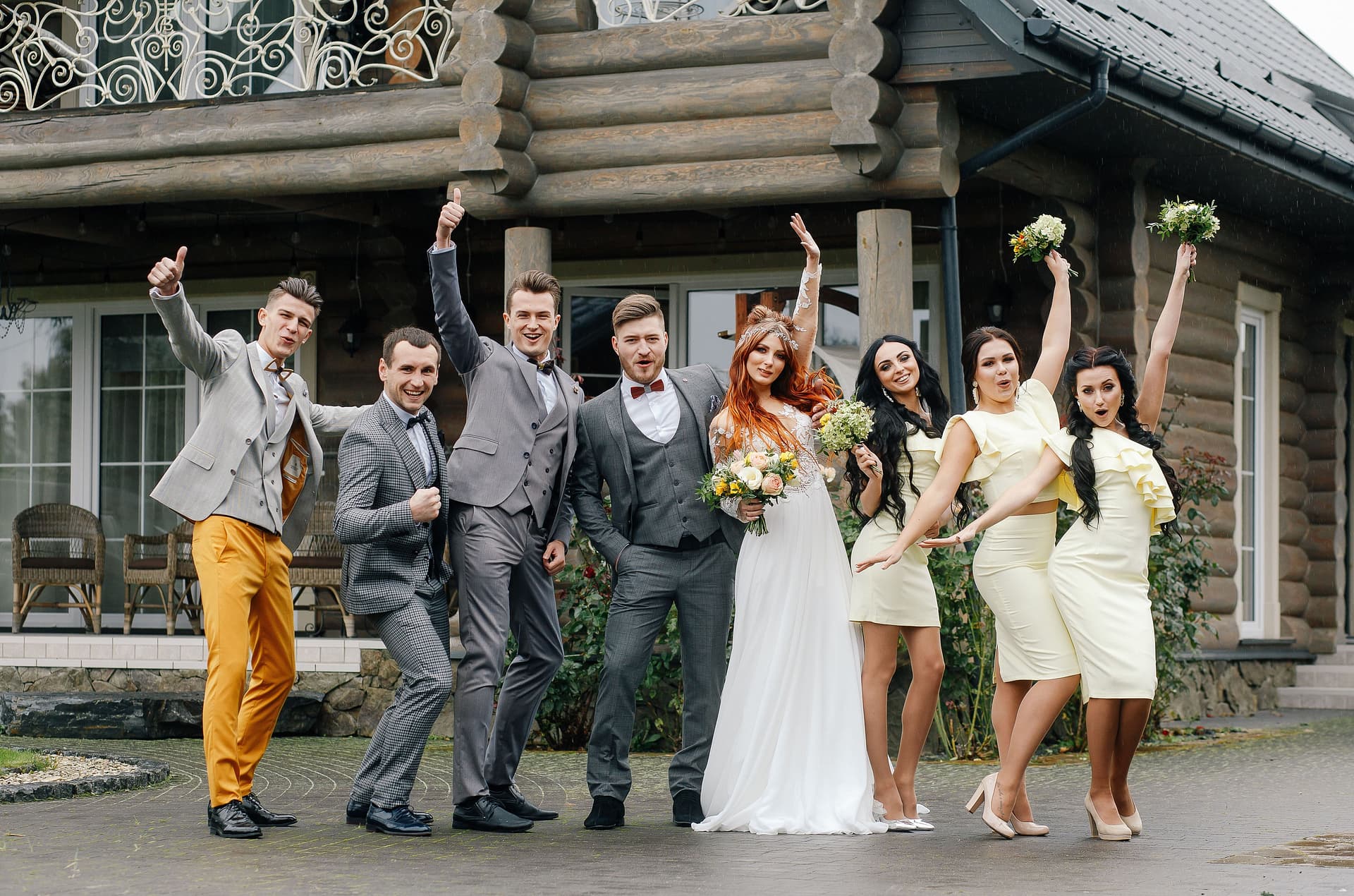 Family taking a picture at a wedding