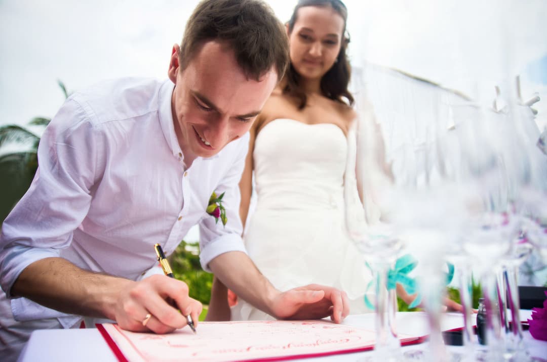 The marriage certificate is the signed agreement between two people