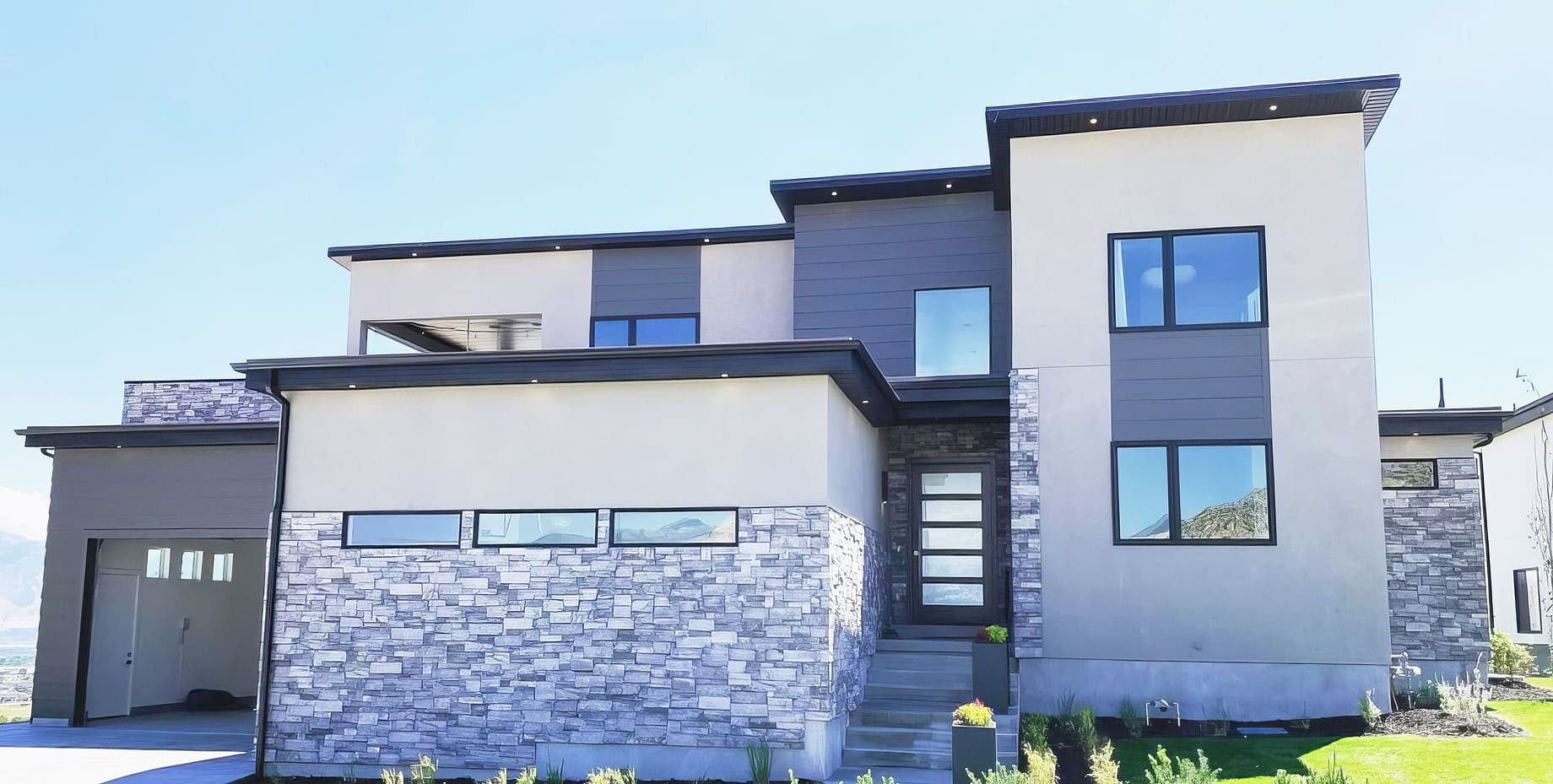 Modern home with custom brickwork