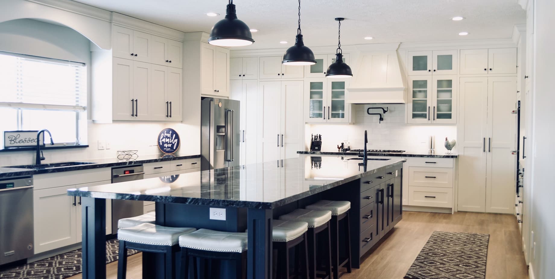 Beautiful kitchen island with accent color