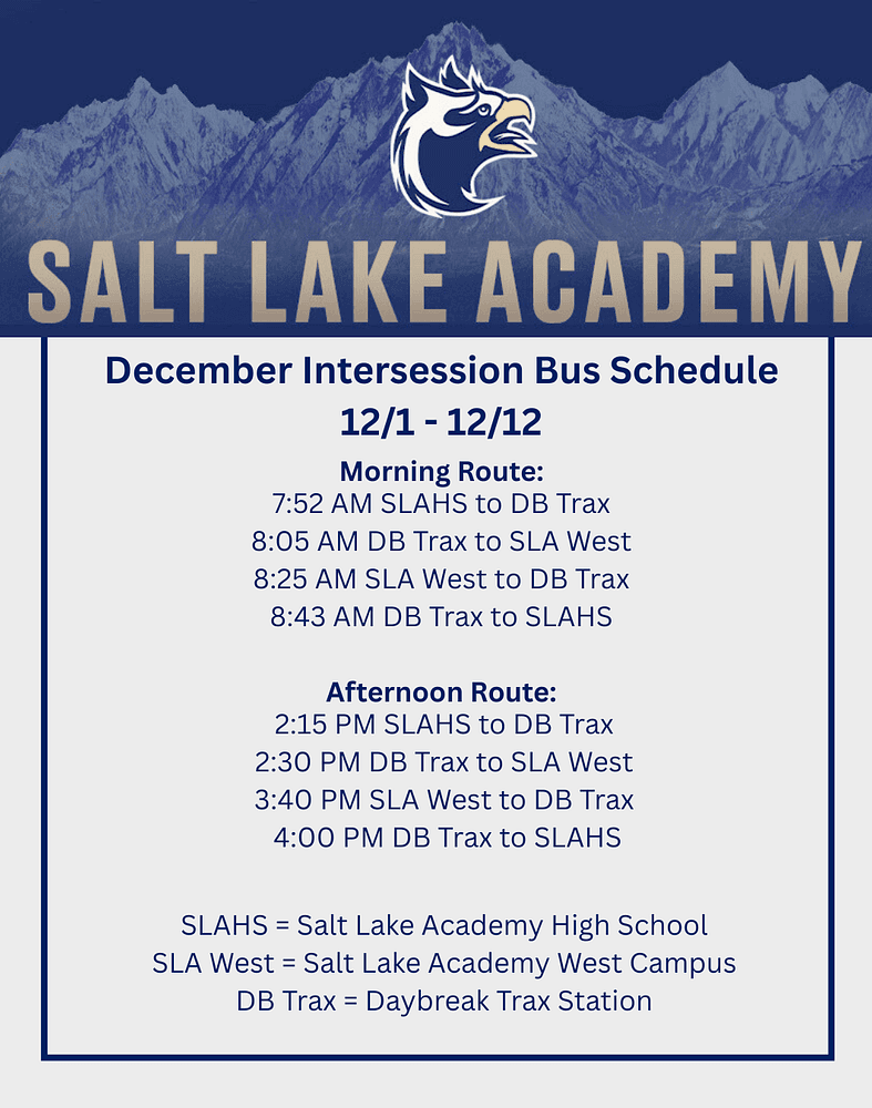  December Intersession Bus Times 