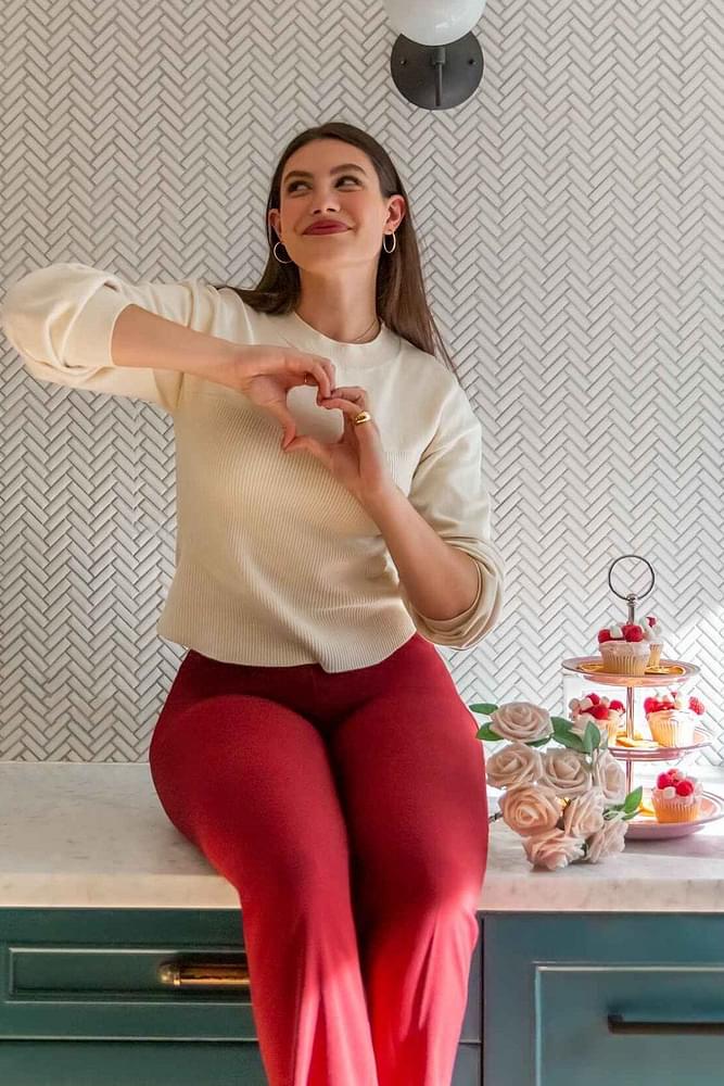women in red pants