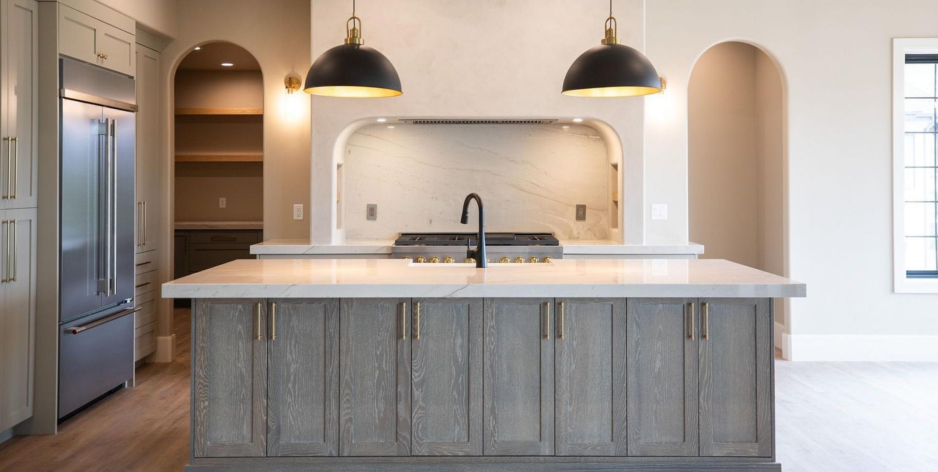 Beautiful kitchen island with accent color