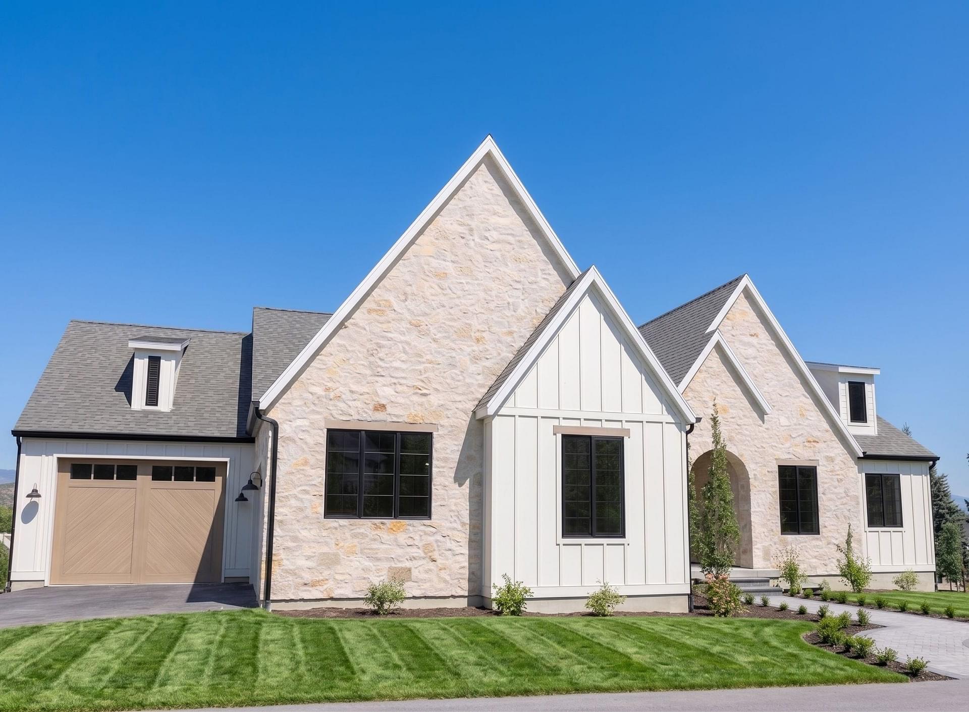 Front exterior of the Springbrook custom home in Midway, Utah