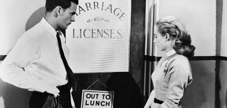 Couple waiting to get their marriage license
