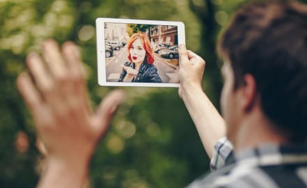 Couple talking over video call