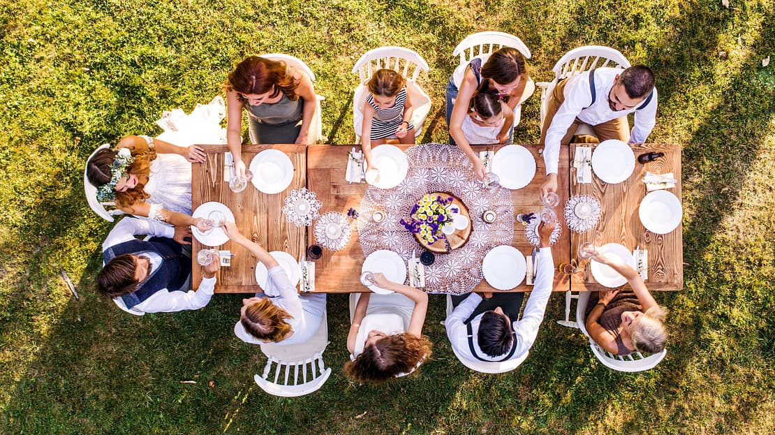 Backyard wedding party