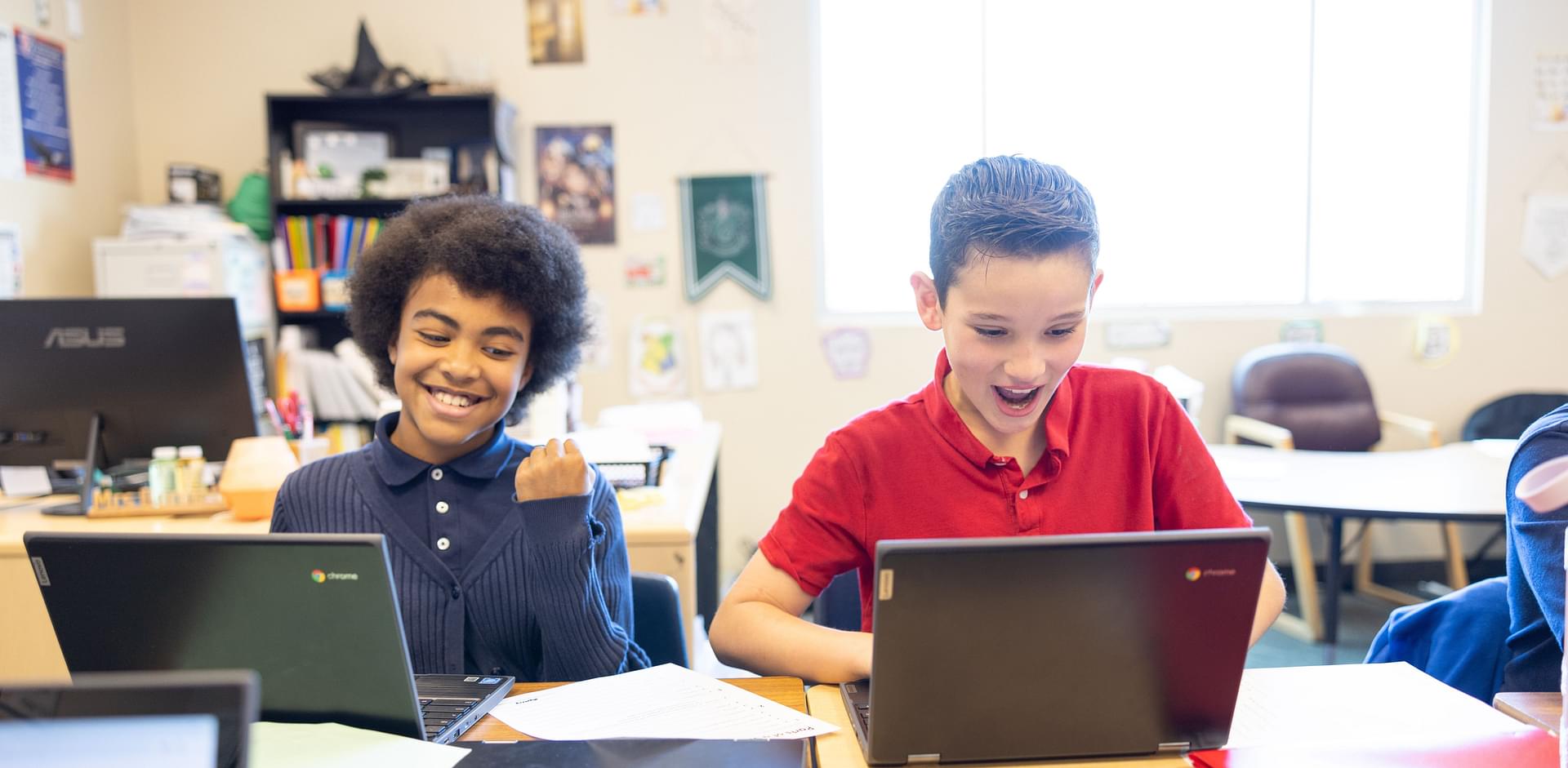 Students engaging in online distance learning